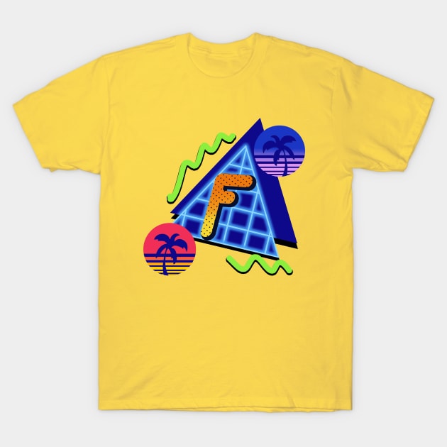 Initial Letter F - 80s Synth T-Shirt by VixenwithStripes